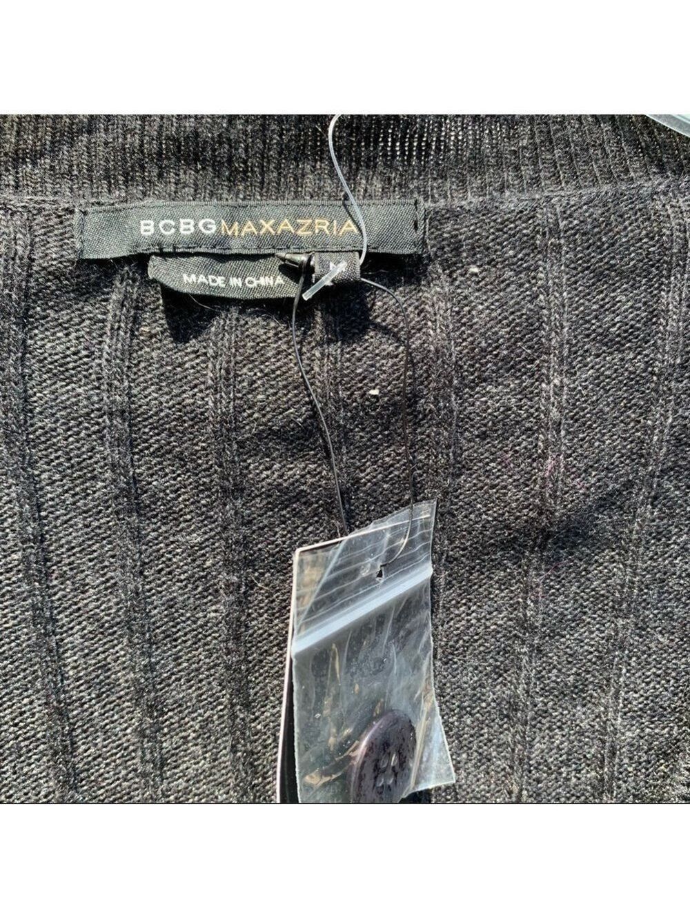 BCBGMaxAzria Dark Charcoal Gray Cable-Knit V-Neck Cardigan Size M - Picture 9 of 11